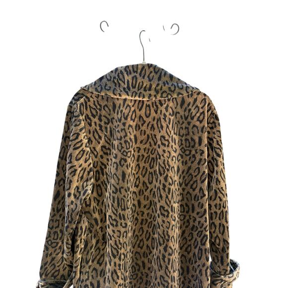 Vintage Diamond Tea Leopard Print Womans Robe Jacket L Belted Faux Fur Old Money - Picture 6 of 9